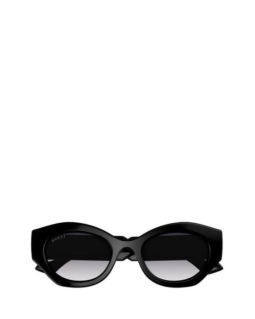 Gucci Black La Piscine Oval Frame Sunglasses