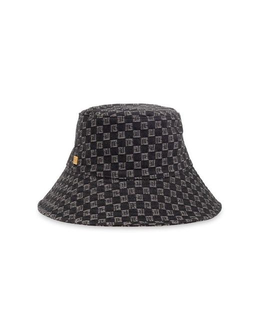 Balmain Black Bucket Hat With Monogram, for men