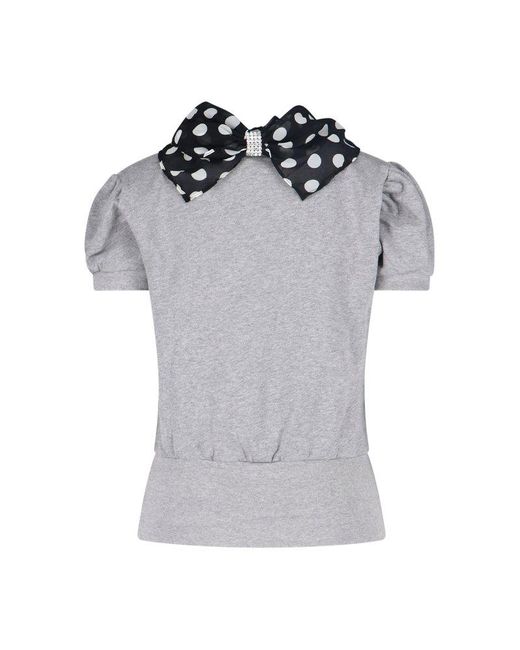 ALL-IN Gray Bow Accent Top