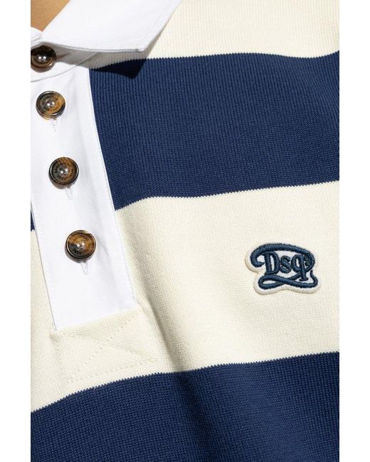 DSquared² Blue Striped Polo Shirt, for men