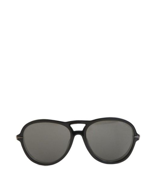 Moncler Gray Moncler Eyewear Pilot Frame Sunglasses for men