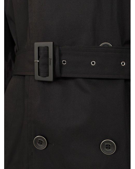 Herno Black Double-Breasted Trench Coat for men