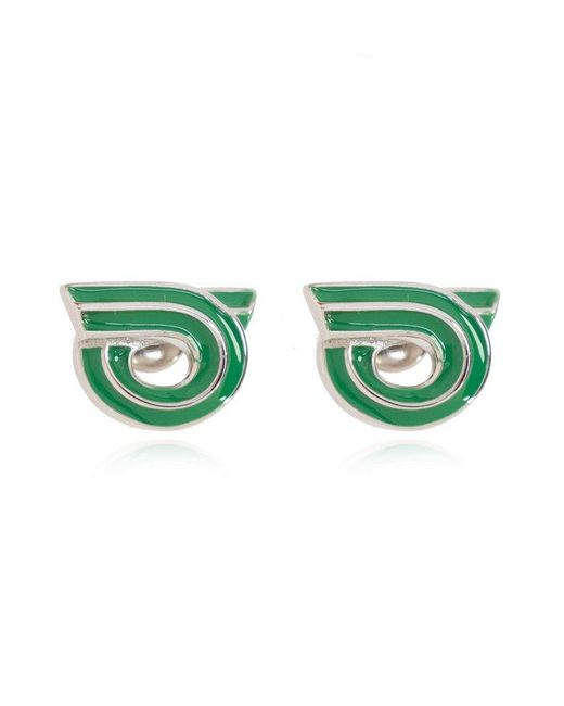 Ferragamo Green Earrings With Logo,