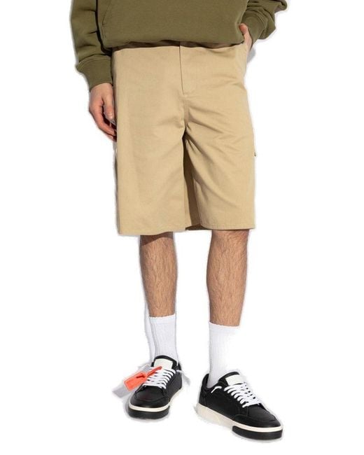 Off-White c/o Virgil Abloh Natural Off- Logo Embroidered Cargo Shorts for men