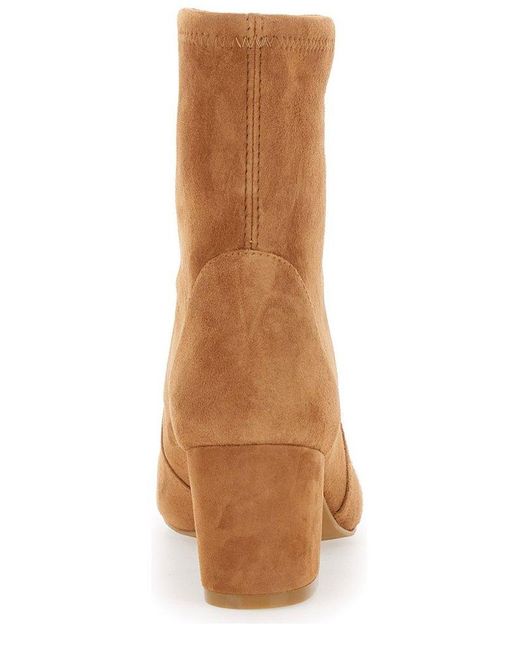 Stuart Weitzman Brown Yuliana Block Heeled Sock Boots