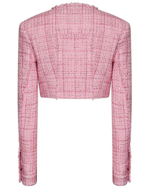 Gcds Pink Cropped Button-up Jacket