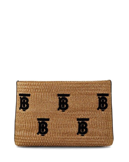 Burberry Brown All-over Logo Embellished Clutch Bag