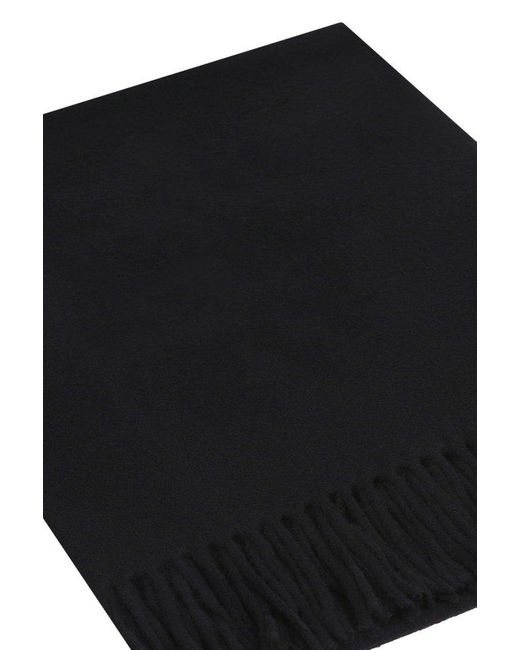Acne Black Logo Patch Fringed-edge Scarf