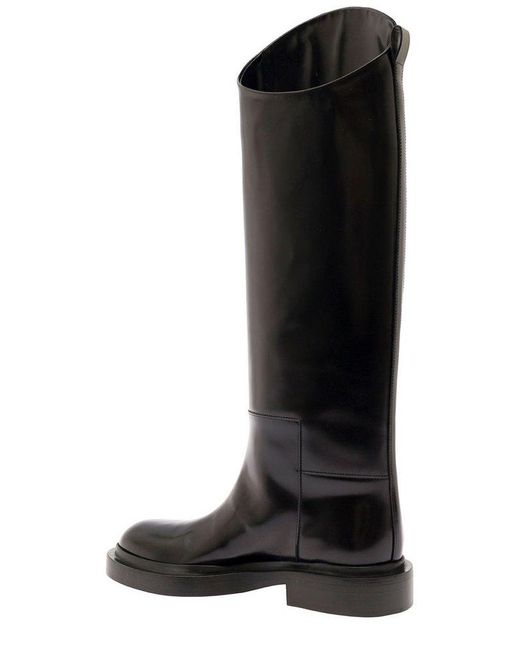 Jil Sander Black Asymmetric Round-toe Boots