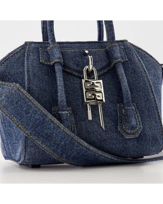 Givenchy Blue Antigona Toy Lock Denim Tote Bag