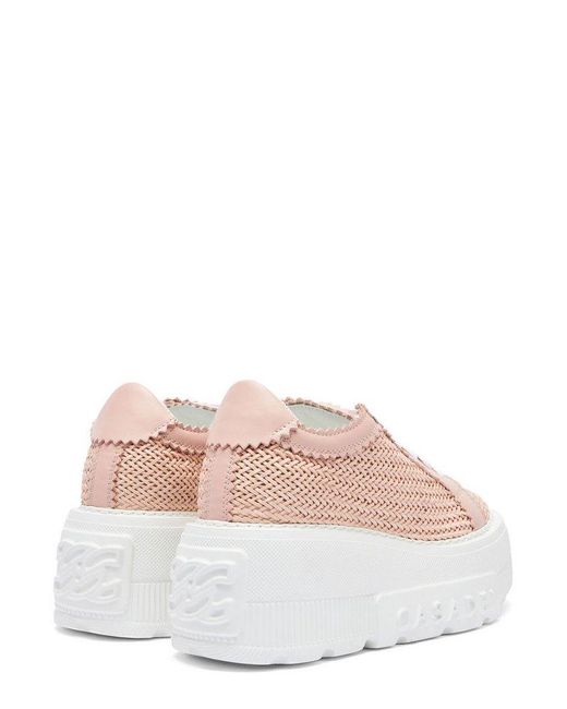 Casadei Pink Interwoven-Detailed Chunky Lace-Up Sneakers