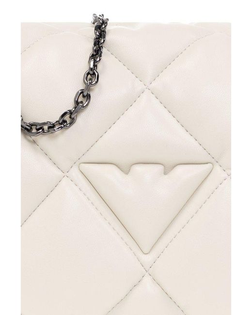 Emporio Armani Natural Foldover Top Quilted Shoulder Bag