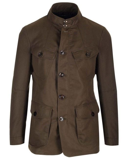 Tom Ford Brown Field Jacket In Technical Canvas for men