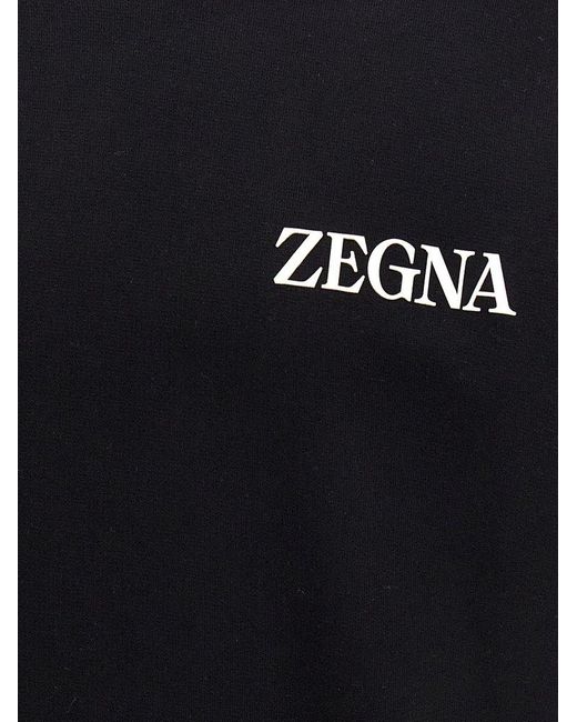 Zegna Blue Logo Embossed Crewneck Sweatshirt for men