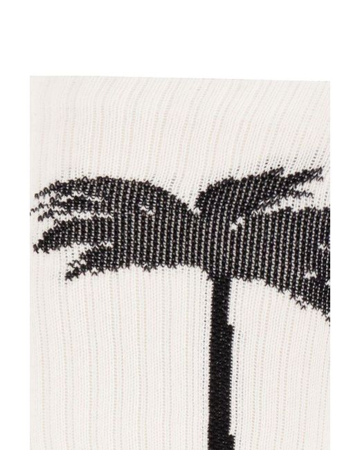 Palm Angels White The Palm Socks for men