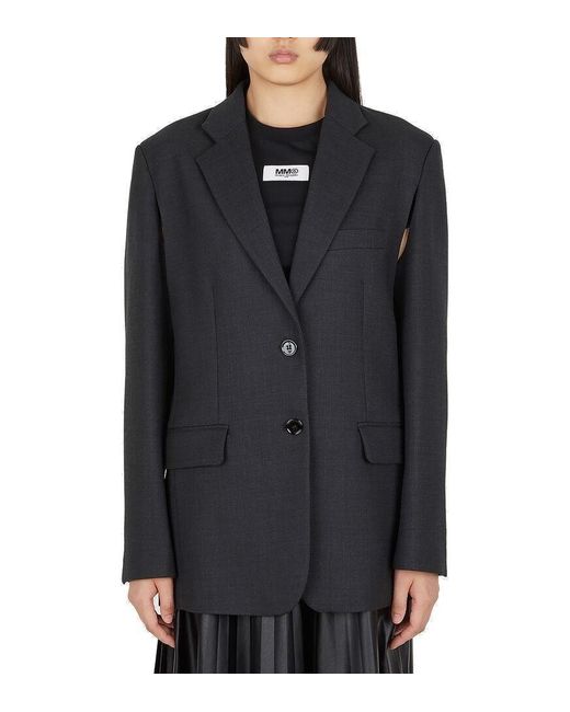 MM6 by Maison Martin Margiela Gray Cut-out Detail Structured Blazer