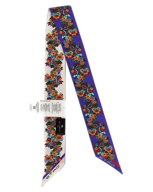 Etro Blue Floral Printed Scarf