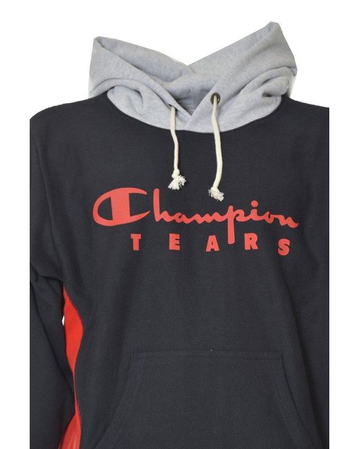 Champion Blue Tears Colour Blocked Drawstring Hoodie for men