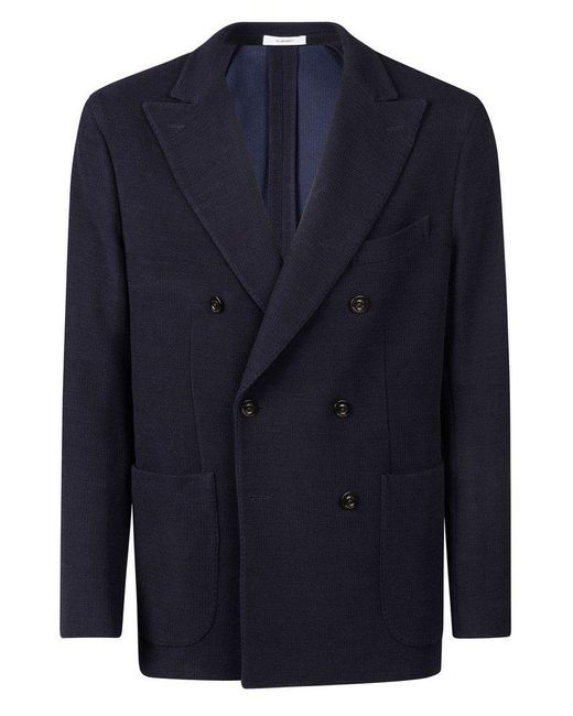 Boglioli Blue Double-Breasted Blazer Jacket for men