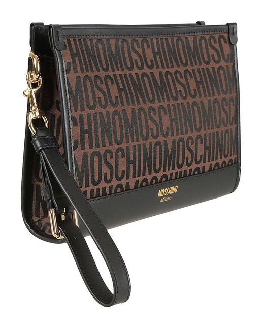 Moschino Black Monogrammed Clutch Bag
