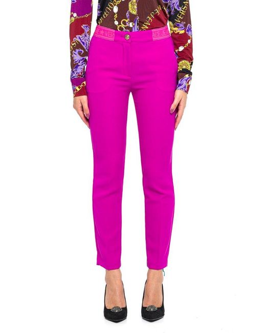 Versace Jeans Pink Logo Waistband Mid-waisted Trousers
