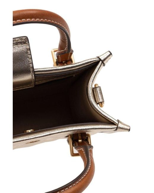 Tory Burch T Monogram Embossed Mini Tote Bag in Natural Lyst