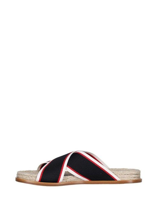 Christian Louboutin Hot Cross Espadrille Slide Sandal In Black
