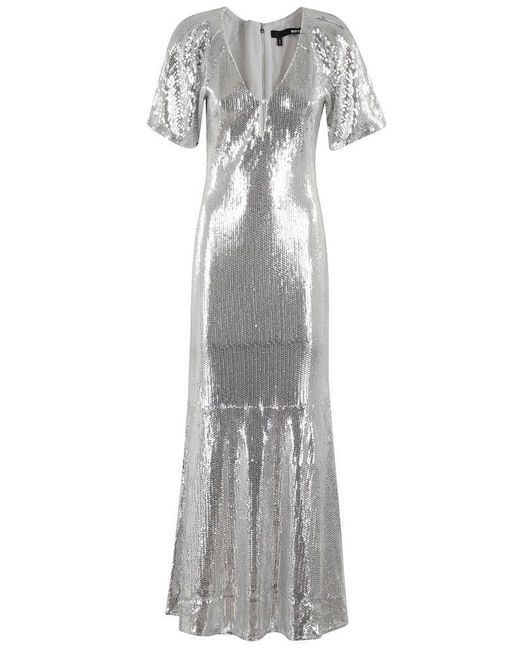 ワンピース ROTATE BIRGER CHRISTENSEN Sequin midi dress Gray ROTATE BIRGER CHRISTENSEN Sequin Midi Dress in Gray | Lyst