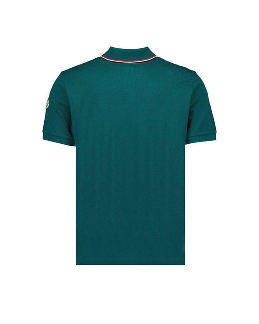 Moncler Green Logo Patch Polo Shirt for men