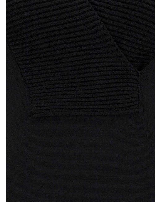 Tom Ford Black V-neck Long-sleeved Midi Dress