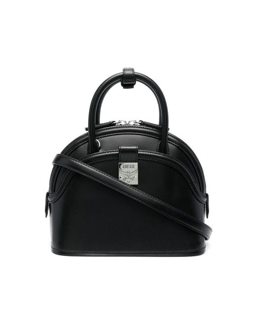 MCM Leather Anna Logo Plaque Tote Bag in Black | Lyst