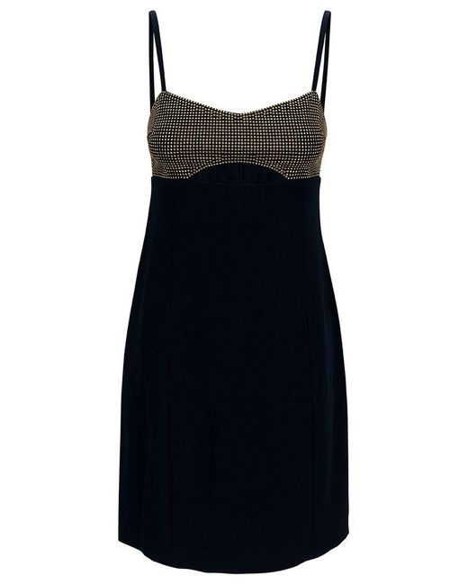 MICHAEL Michael Kors Black Mini Dress With Cut-Out And Rhinestones In