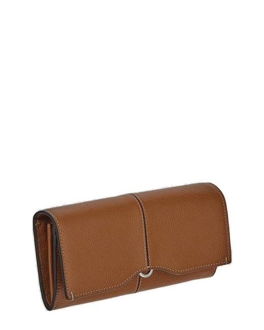 Tod's Brown Logo Debossed Clutch Bag