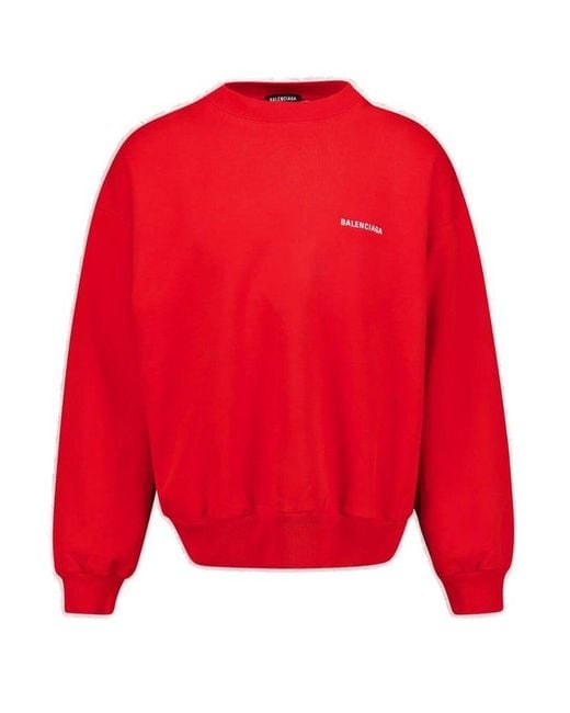 Balenciaga Logo Printed Crewneck Sweatshirt in Red for Men Lyst Australia
