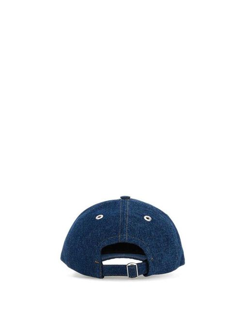 AMI Blue Ami-De-Coeur-Motif Denim Hat