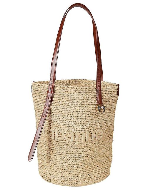 Rabanne Natural Logo-embroidered Top Handle Bag