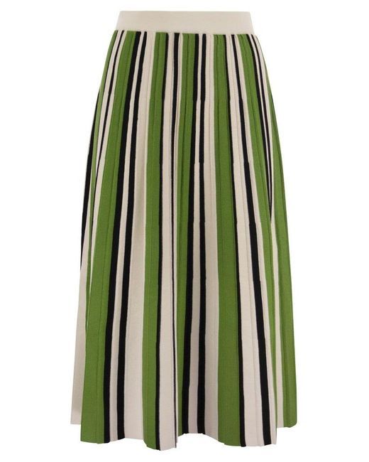 Weekend by Maxmara Green Editta - Pleated Skirt In Stretch Yarn