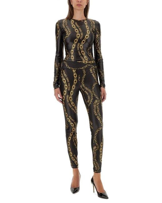 Versace Jeans Couture Black Chain Print Bodysuit