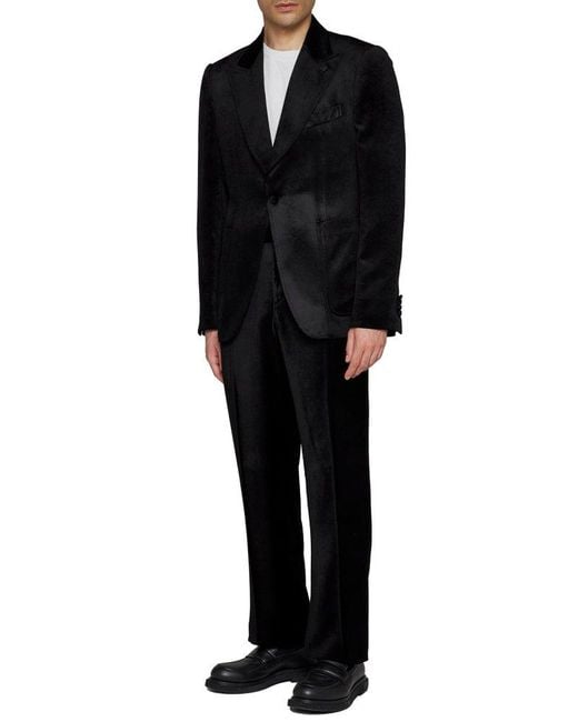 Lardini Black Velvet Mid-Rise Straight Leg Pants for men