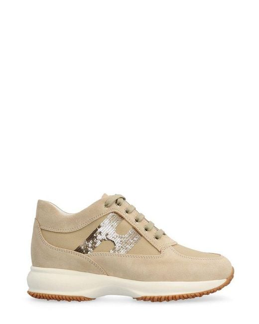 Hogan White Interactive Sequinned Logo Panelled Sneakers