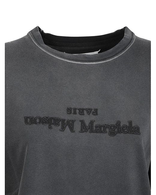 Maison Margiela Black Logo Printed Crewneck T-shirt