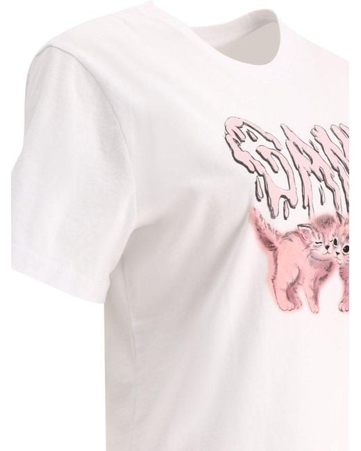 Ganni Pink Relaxed Cats T-shirt