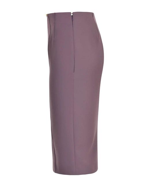 Elisabetta Franchi Purple High-waist Chain-detailed Pencil Skirt