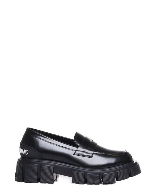 Love Moschino Black Logo Embossed Chunky Loafers