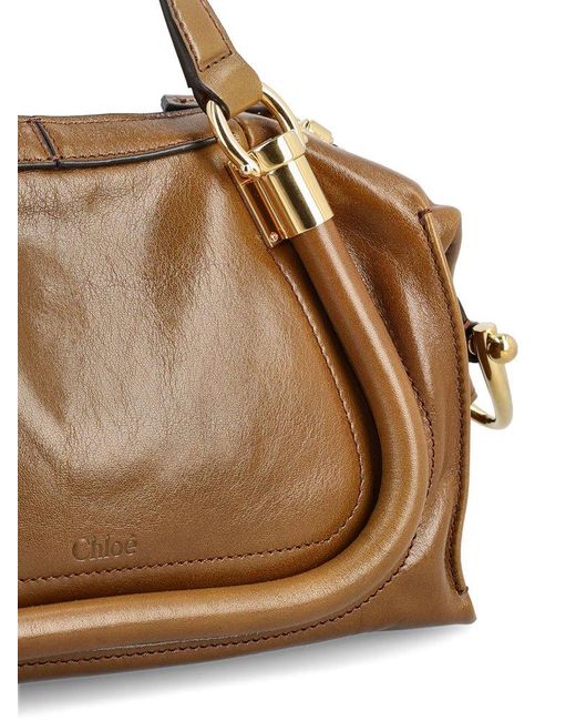 Chloé Brown Logo Detailed Top Handle Bag