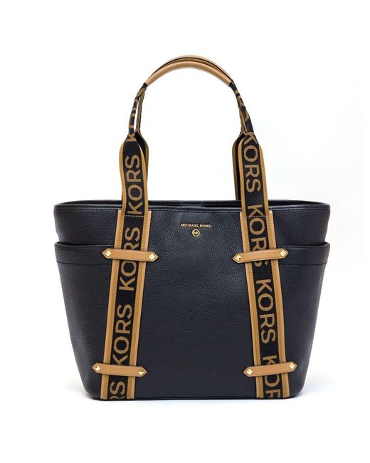 Michael Kors Blue Michael Maeve Logo Strap Detailed Tote Bag