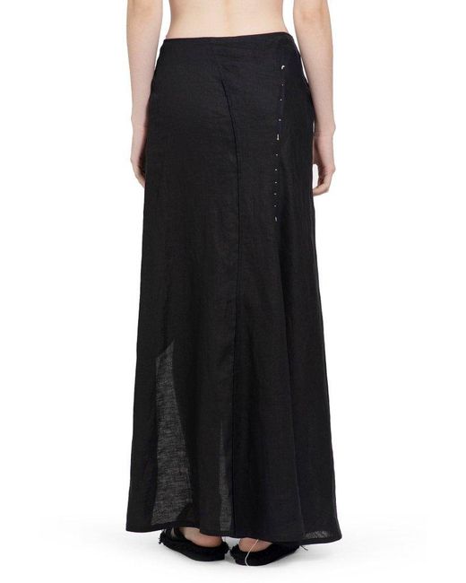 Yohji Yamamoto Black Slit-detailed Gathered Skirt