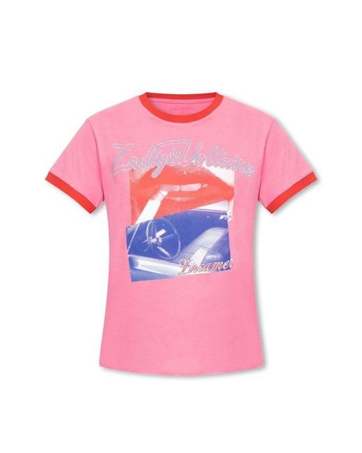 Zadig & Voltaire Pink 'zoe' Printed T-shirt