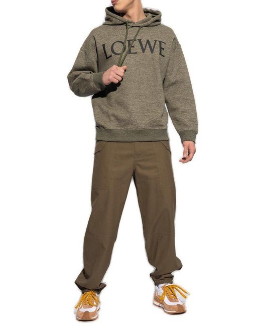 Loewe Green Hoodie With Logo, for men