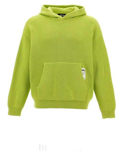 Stussy Green Cotton Mesh Hoodie Sweater for men